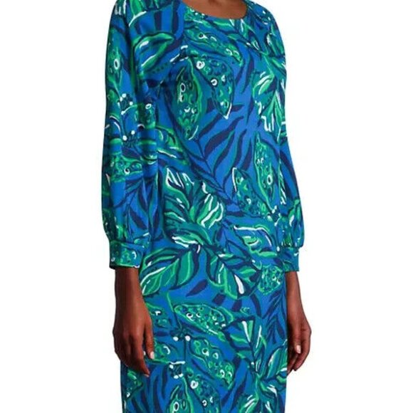 Lilly Pulitzer Elianna Cotton T-Shirt Dress Indigo Breeze Shady Gators M
